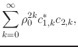 $\displaystyle \sum_{k=0}^{\infty}
\rho_{0}^{2k}
c_{1,k}^{*}c_{2,k},$