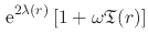 $\displaystyle \,{\rm e}^{2\lambda(r)}
\left[
1
+
\omega\mathfrak{T}(r)
\right]$