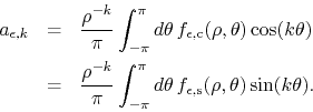 \begin{eqnarray*}
a_{\epsilon,k}
& = &
\frac{\rho^{-k}}{\pi}
\int_{-\pi}^{\p...
...\pi}d\theta\,
f_{\epsilon,{\rm s}}(\rho,\theta)
\sin(k\theta).
\end{eqnarray*}