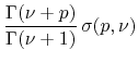 $\displaystyle \frac{\Gamma(\nu+p)}{\Gamma(\nu+1)}\,
\sigma(p,\nu)$