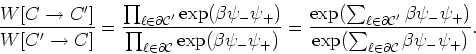 \begin{displaymath}
\frac{W[C\rightarrow C']}{W[C'\rightarrow C]}
=\frac{\prod_{...
...}
{\exp(\sum_{\ell\in{\partial\cal C}}\beta\psi_{-}\psi_{+})}.
\end{displaymath}